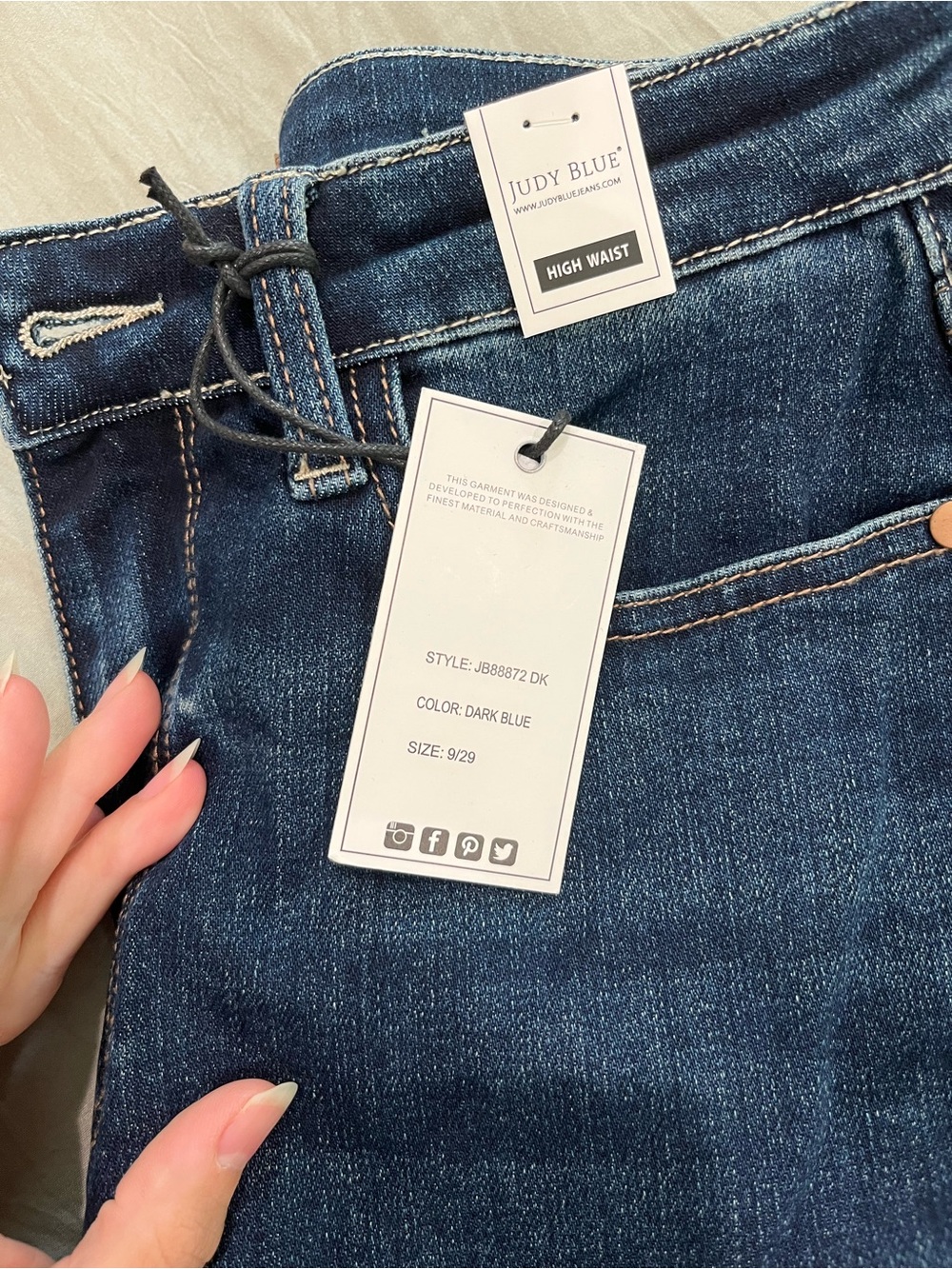 Judy Blue Dark Blue Boot Cut Jeans with Cargo Pockets size 9 - Picture 4 of 6